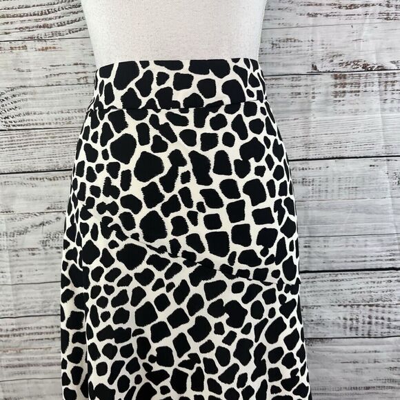 INC International Concepts Skirt sz 12 Black Ivory Giraffe High Low A Line Midi - Picture 4 of 12